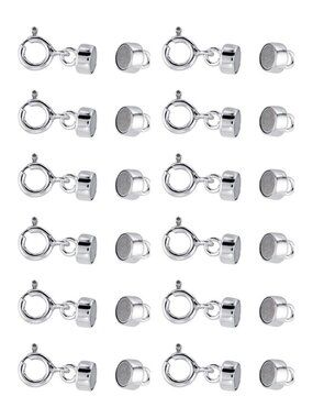 12 Pack 925 Sterling Silver Magnetic Necklace Clasp Converters w/ Spring Ring